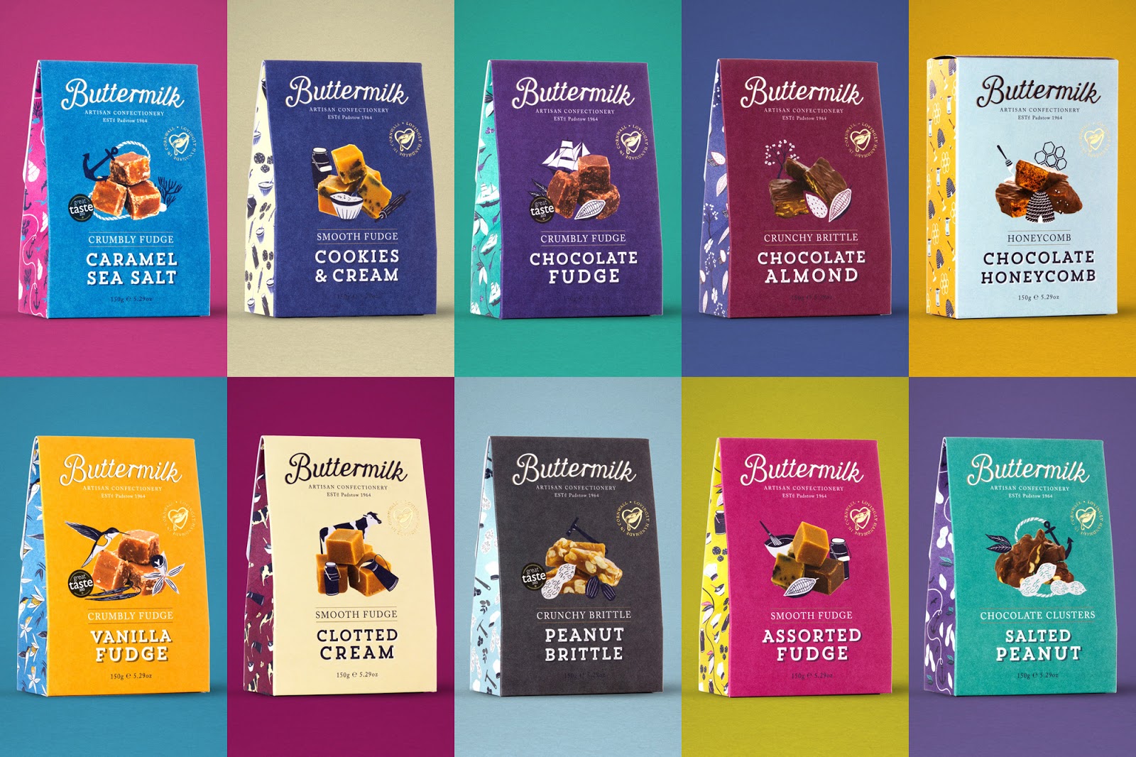 Buttermilk Confectionery, Fudge Packaging Design illustration