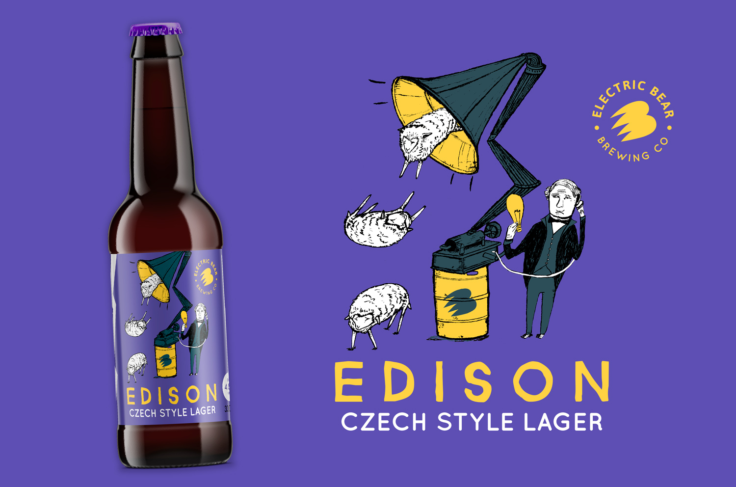 EDISION Czech Lager Electric Bear Brewing, Electric Bear Brewing Beer label illustration