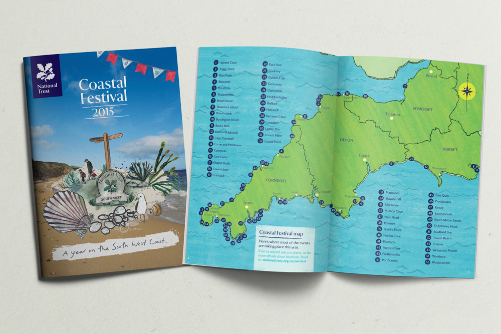 Coastal Festival National Trust Booklet Design A5 Cornwall Map