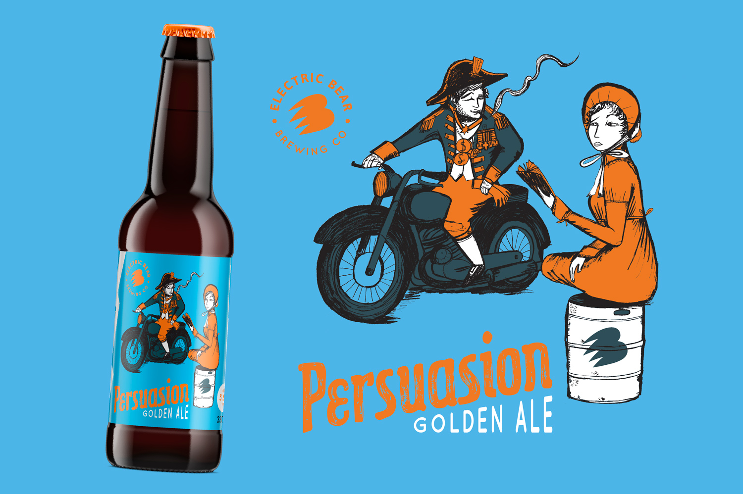 Persuasion Ale Electric Bear Brewing, Electric Bear Brewing Beer label illustration