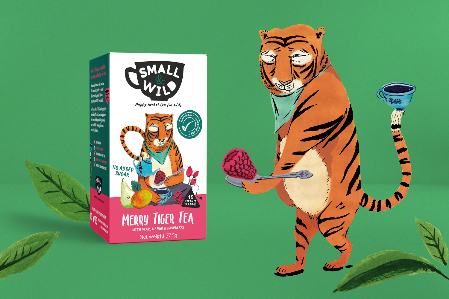 Small & Wild herbal tea for kids packaging and design tiger illustration Wild Bear Designs