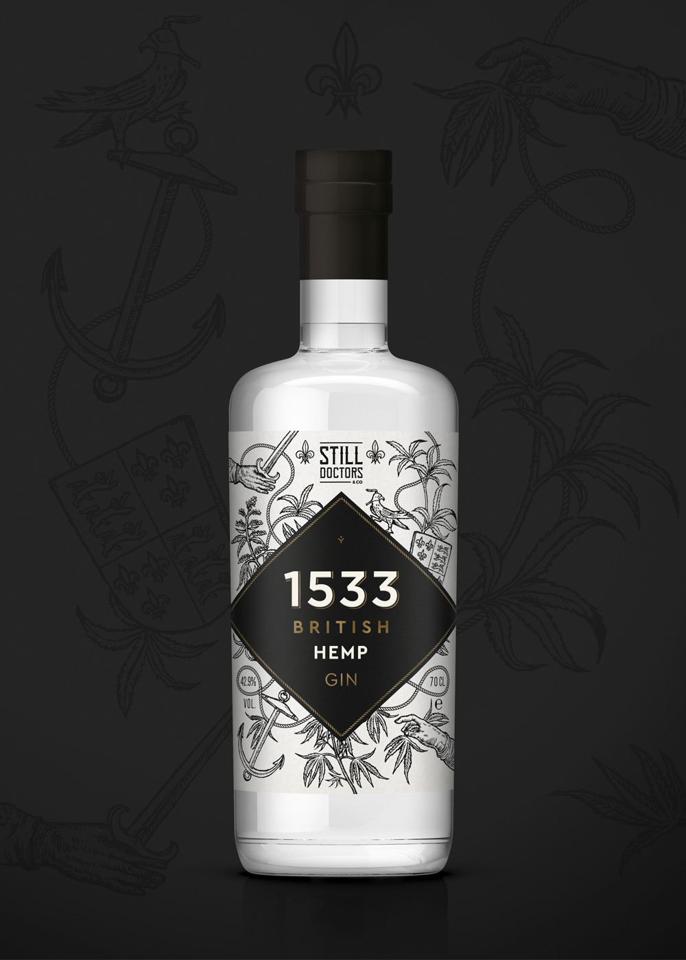 Gin Label design branding-1533 Hemp gin by Wild-Bear-Designs-pic2